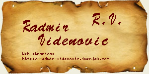 Radmir Videnović vizit kartica